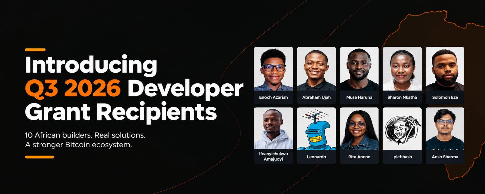 Btrust Q3 2026 developer grant recipients, five starter grants and five long-term grants across Nigeria, Kenya, Brazil, and India
