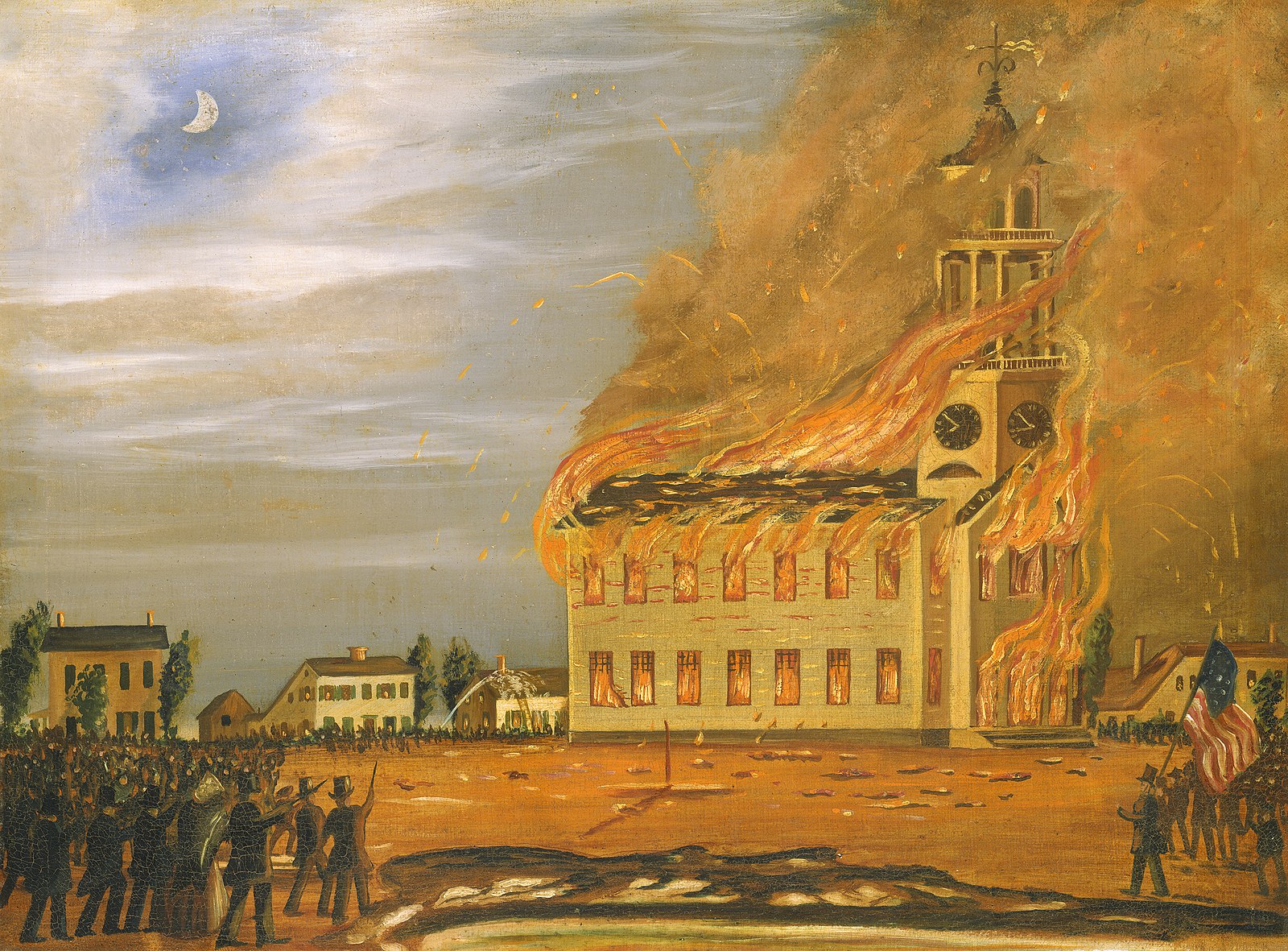 Burning of Old South Church, Bath, Maine, John Hilling, c. 1854