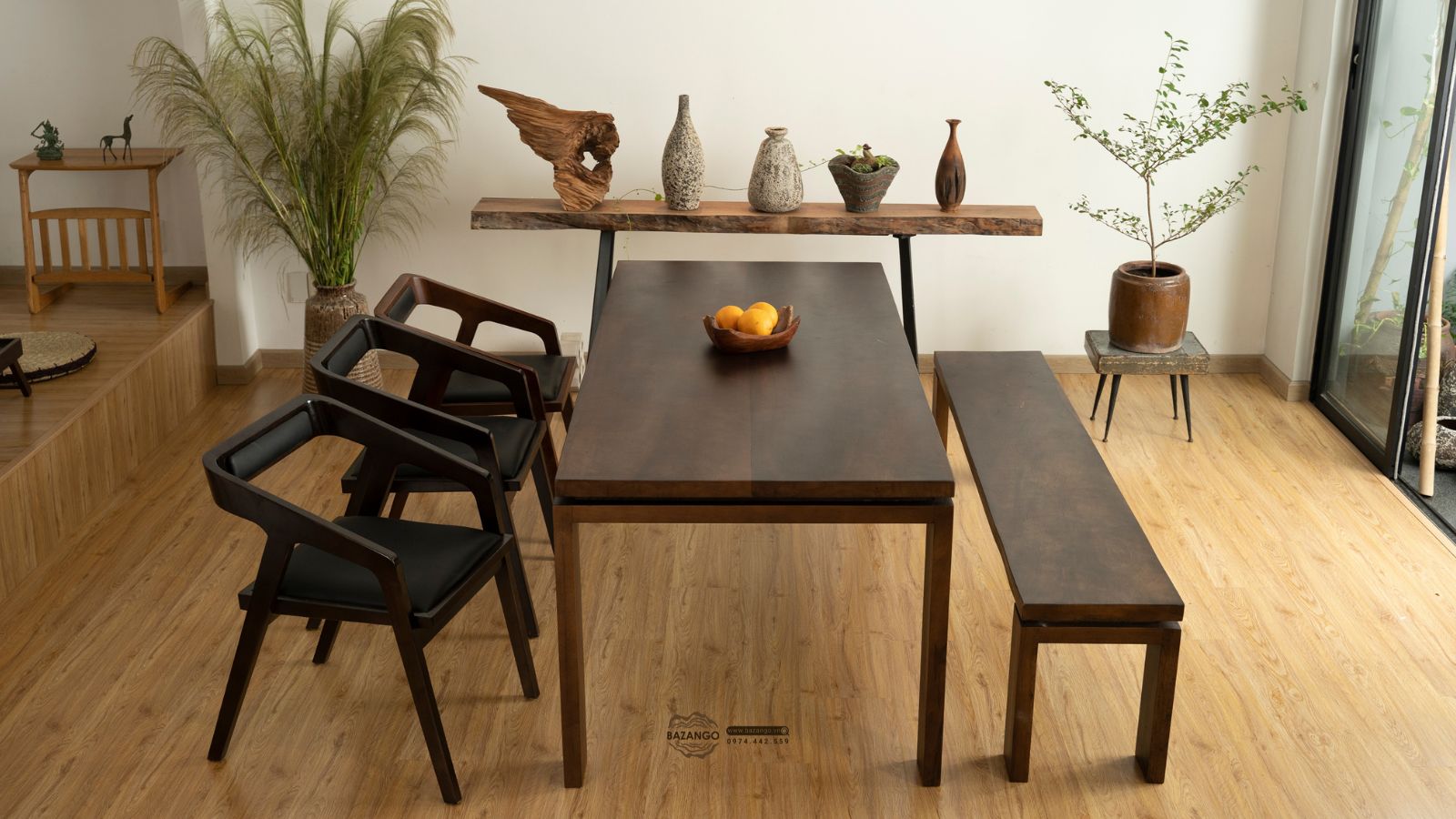 Bàn ăn gỗ tự nhiên đơn giản 4 - 6 người