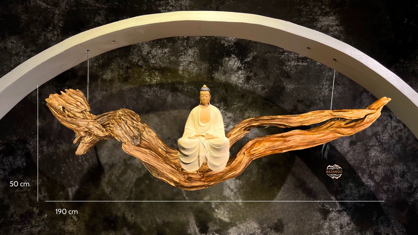 tượng phật thích ca ngồi trên gỗ lũa