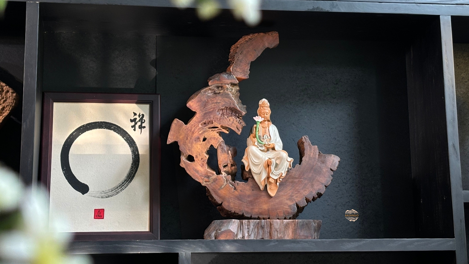 gỗ lũa trang trí - tượng phật quan thế âm
