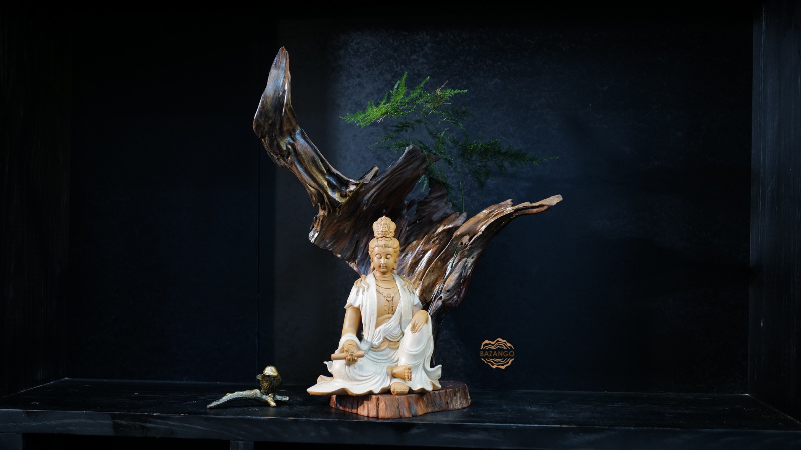 GỖ LŨA TRANG TRÍ  - TƯỢNG PHẬT QUAN ÂM PHỔ HIỀN 