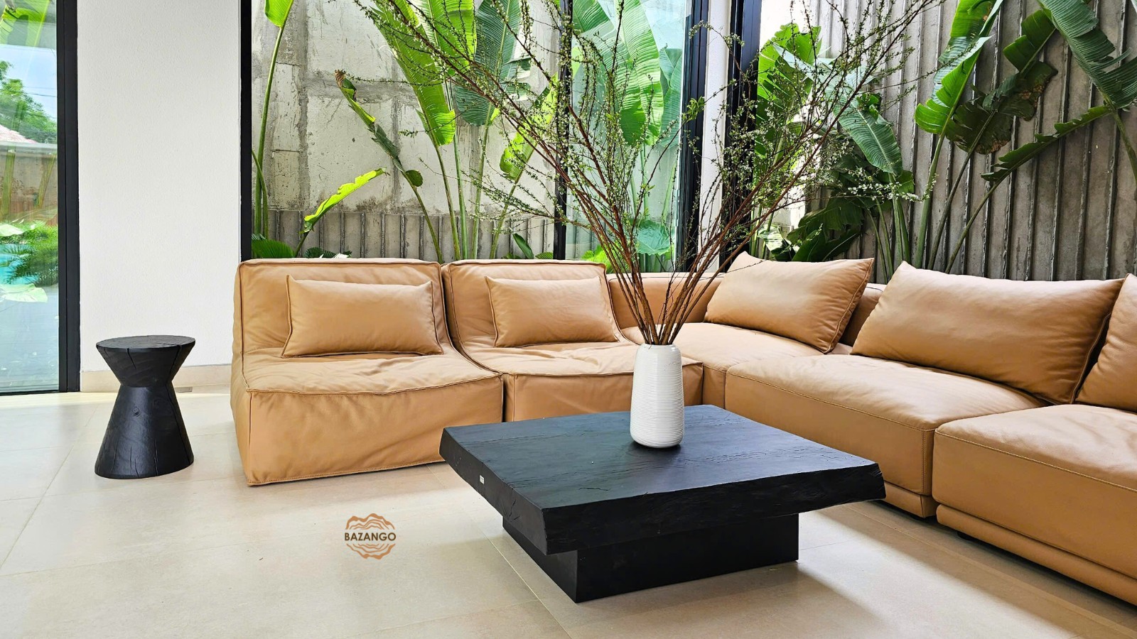 bàn sofa gỗ màu đen