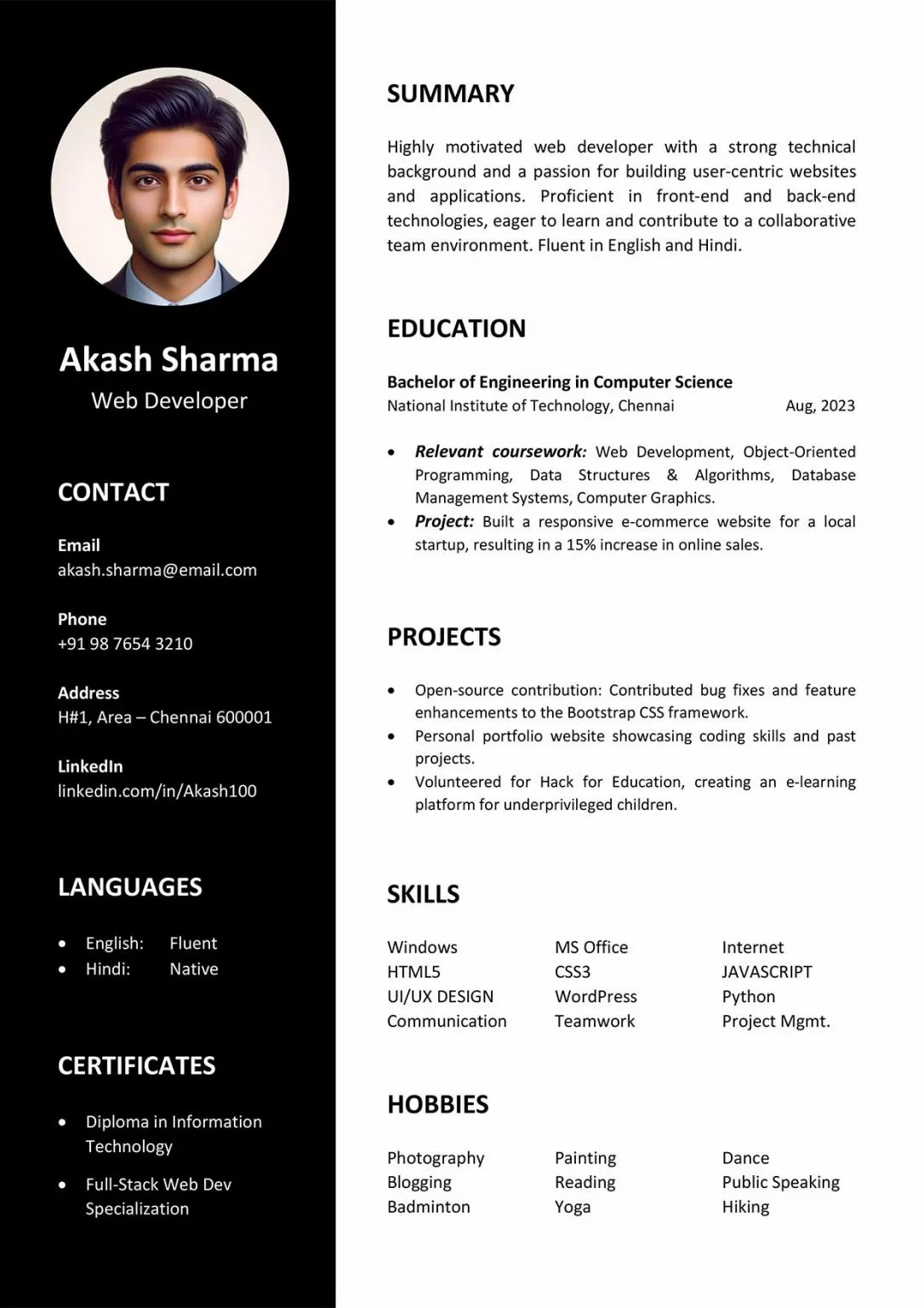 Biodata Template Screenshot