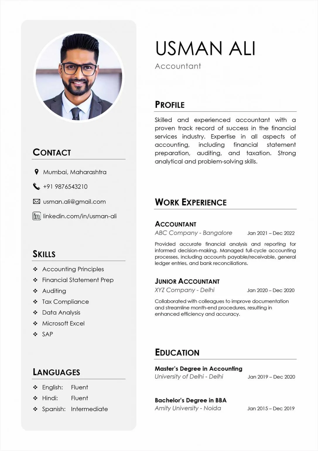 Biodata Template Screenshot