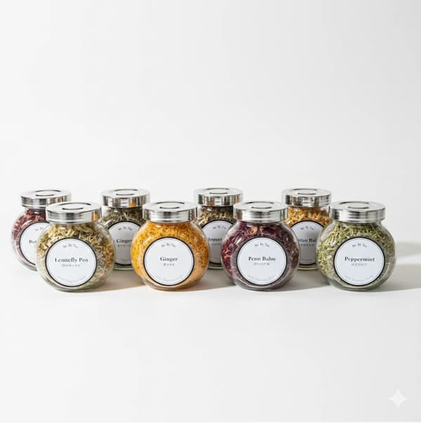 【ハーフサイズ】8種ハーブティー・キャニスター瓶セット