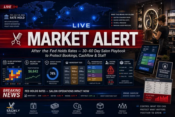 After the Fed Holds Rates: a 30–60 Day Salon Playbook to Protect Bookings, Cashflow and Staffing
