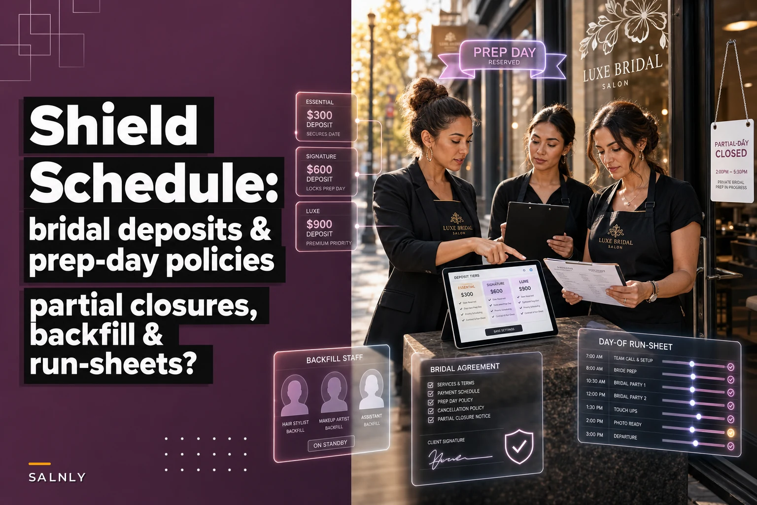 Bridal booking SOP that protects your regular schedule: deposits, dedicated prep days and backfill rules