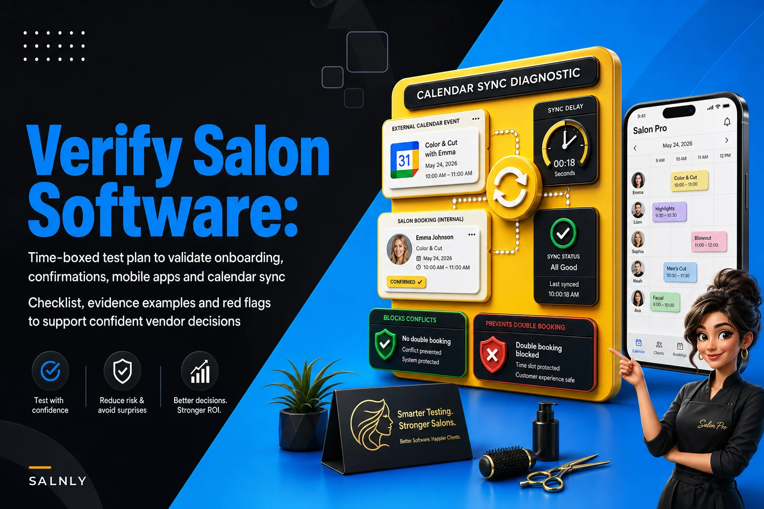 How to verify salon software claims during a short trial: a practical test plan for onboarding screens, automated confirmations, mobile apps and calendar sync