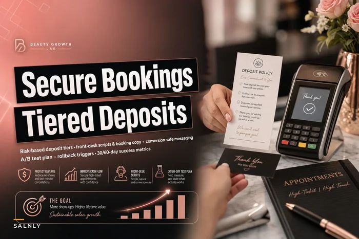 Implement deposits for high-ticket salon services: tiered amounts, receptionist scripts and a 30/60‑day test plan