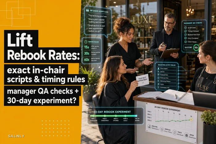 In-chair rebooking micro-process: exact scripts, timing rules and manager QA to lift rebook rates