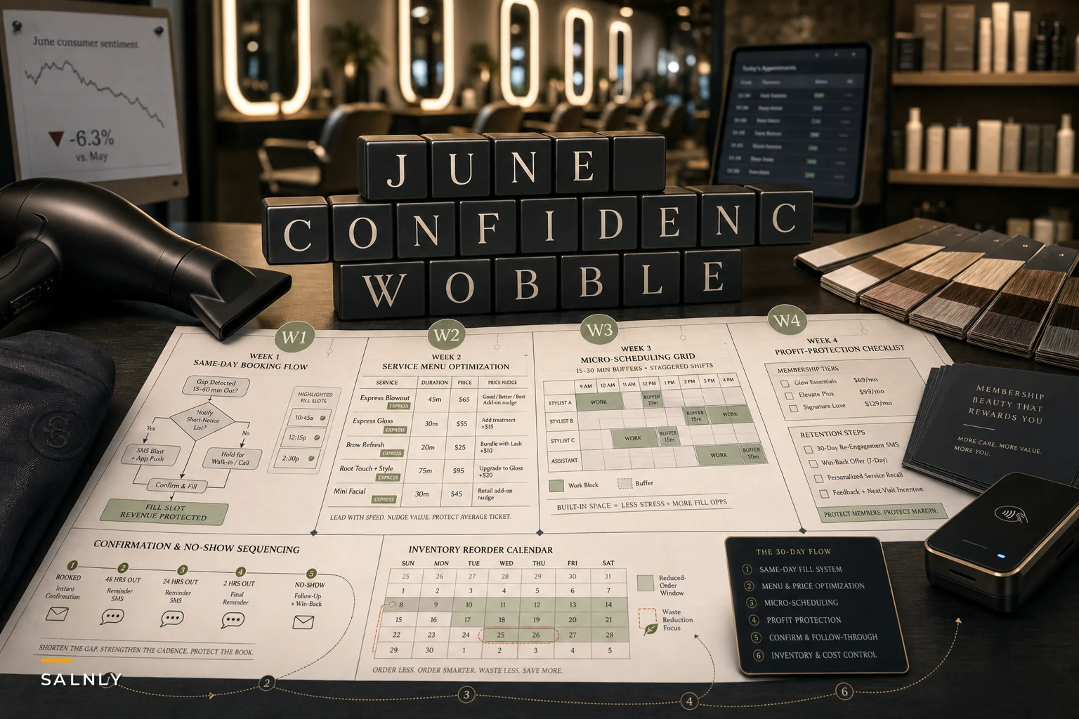 June's consumer-confidence wobble: a 30-day salon ops checklist to protect bookings and revenue