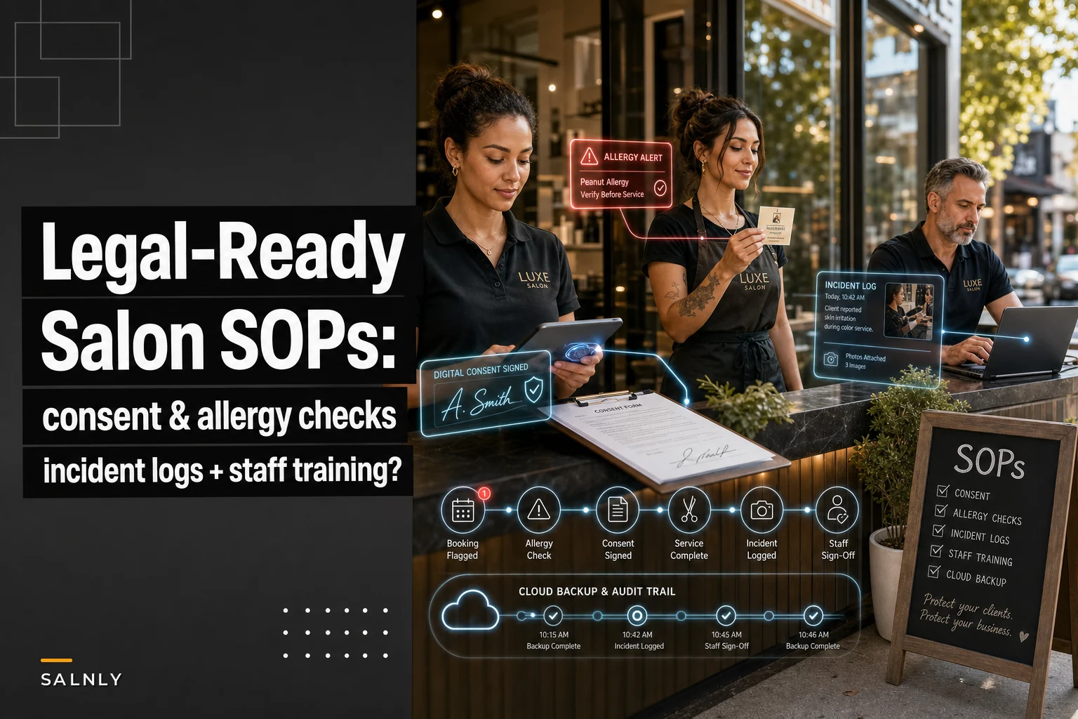 Legal-ready salon SOPs: consent, allergy checks and incident logs with staff training steps