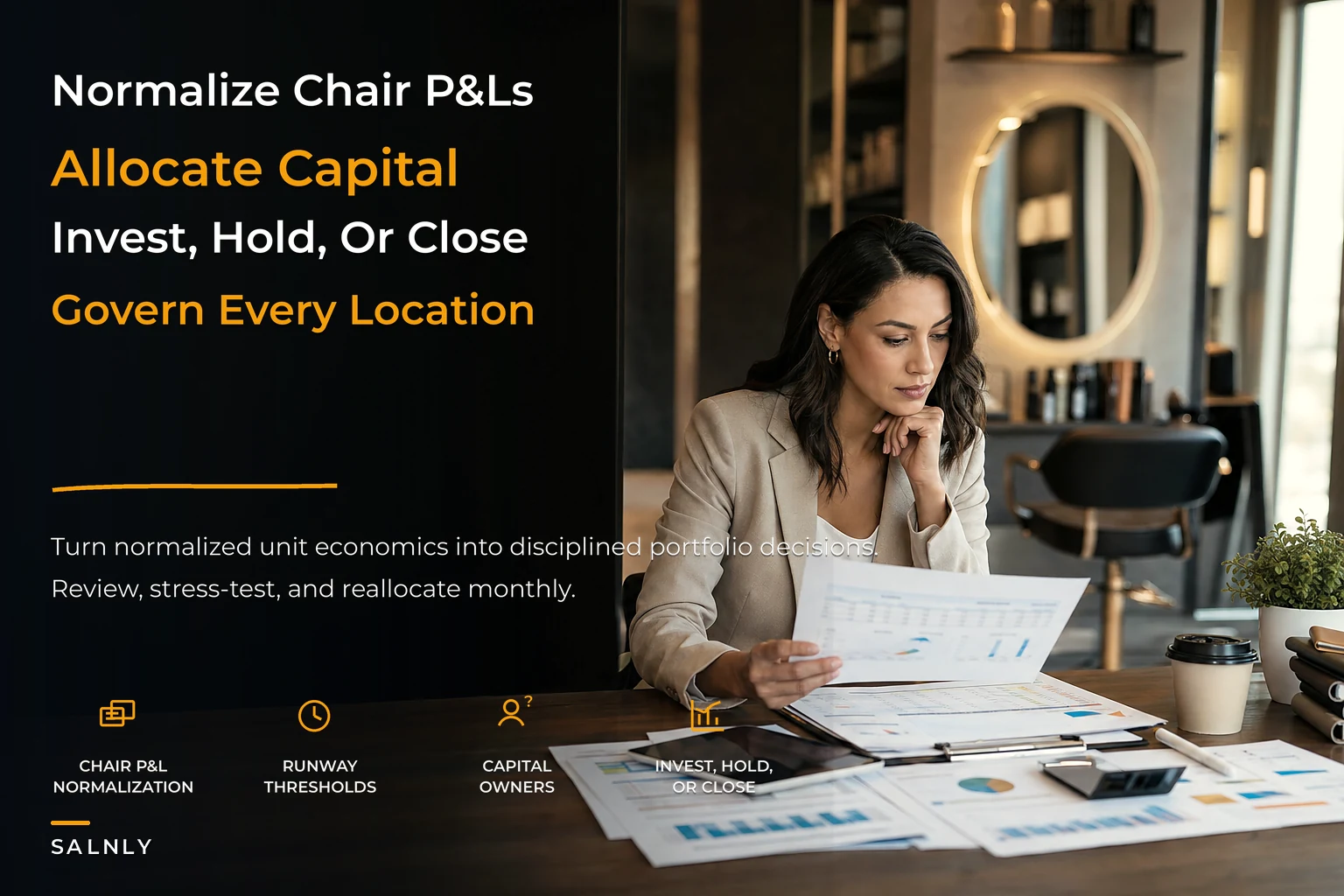 Portfolio financial governance to normalize per-chair P&Ls and allocate capital
