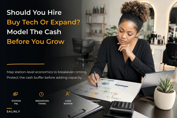 Salon growth planning: cash runway, unit economics and a hire‑vs‑tech‑vs‑location decision matrix