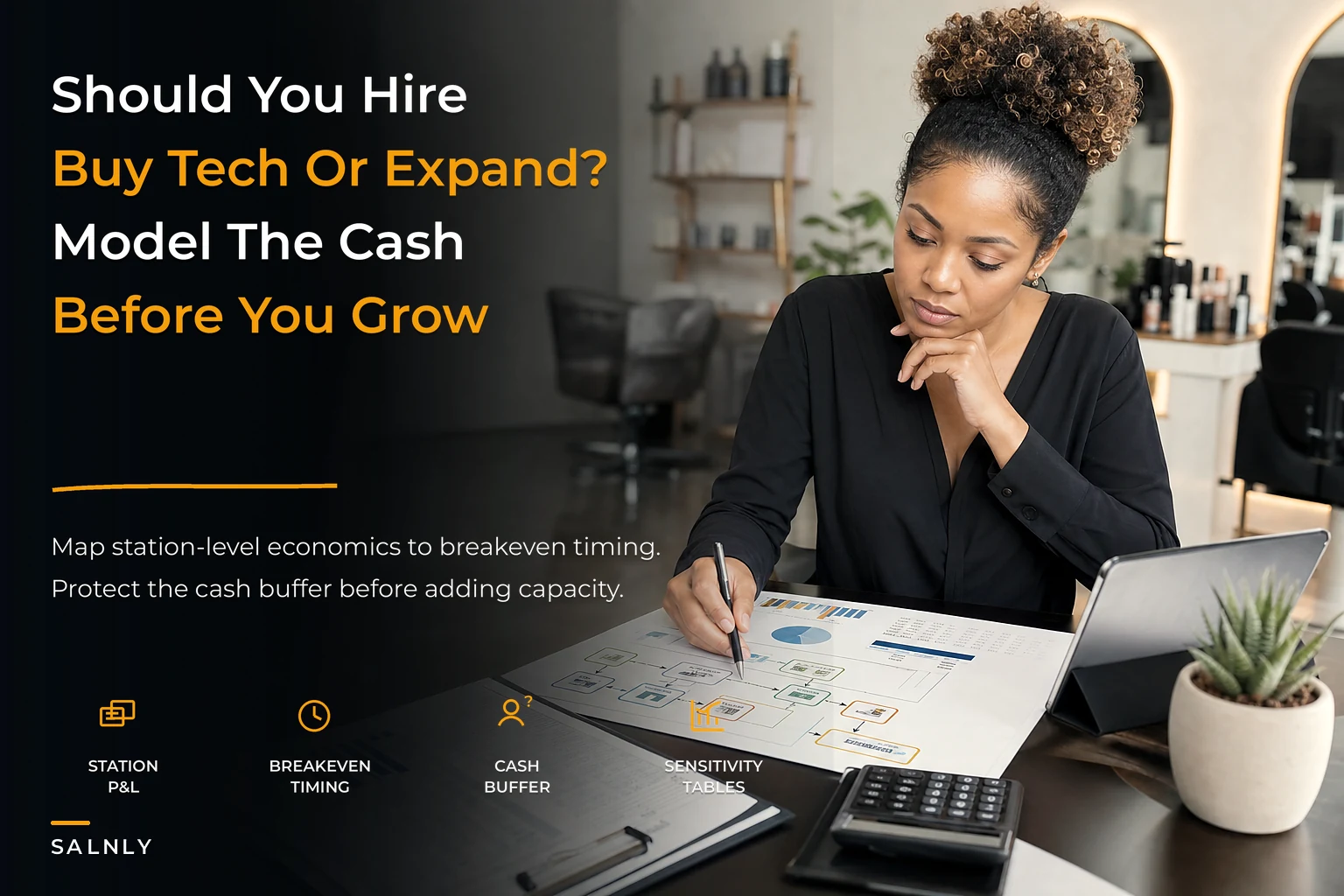 Salon growth planning: cash runway, unit economics and a hire‑vs‑tech‑vs‑location decision matrix