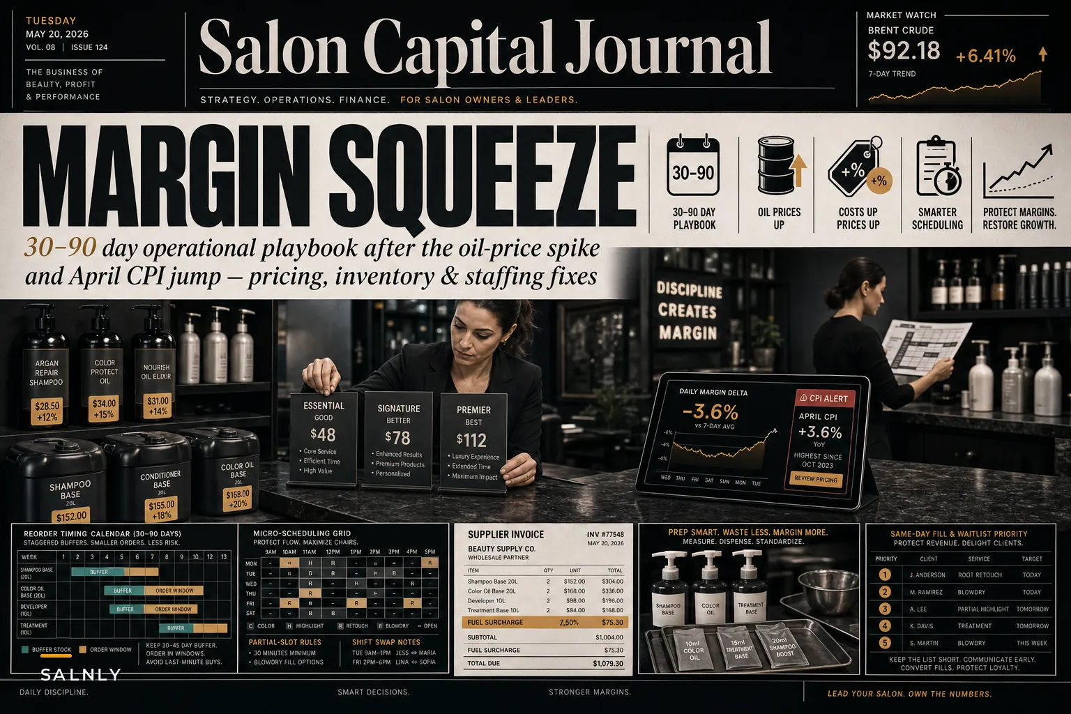 When oil-driven price shocks hit your salon: a short operational playbook for pricing, inventory and staffing