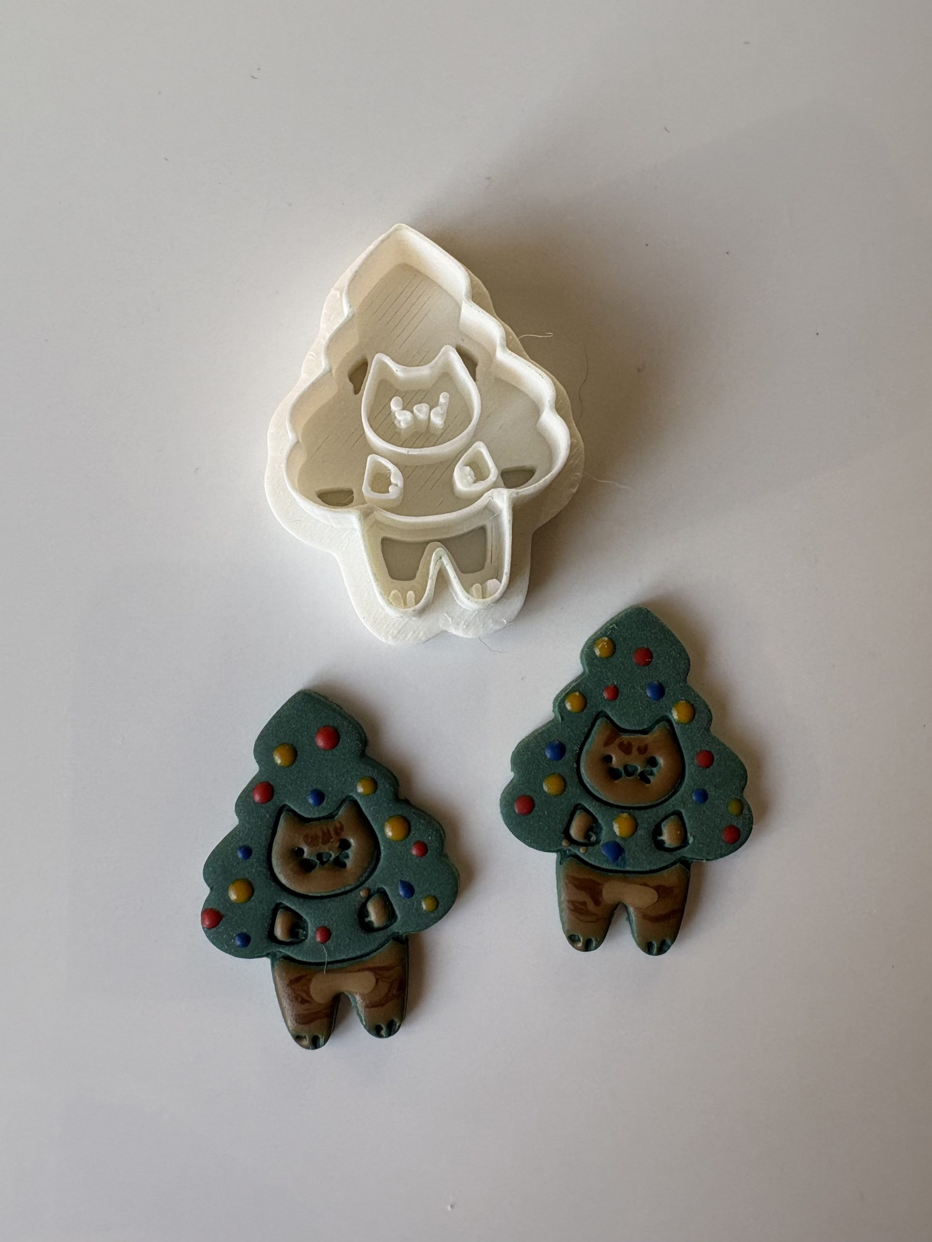 Cat In A Christmas Tree Polymer Clay Cutter Tool