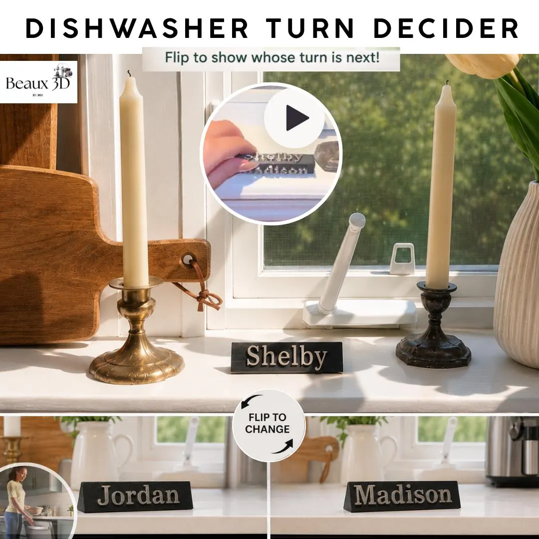 Personalized Dishwasher Turn Decider - Flip to Show Whose Turn It Is | Roommate Kitchen Sign image 9