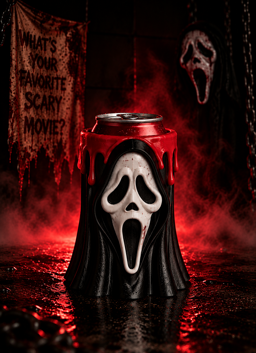 Ghostface Can Holder, Horror Movie Drink Koozie, Scream Inspired Can Sleeve, Halloween Gift, Spooky Drink Holder image 2