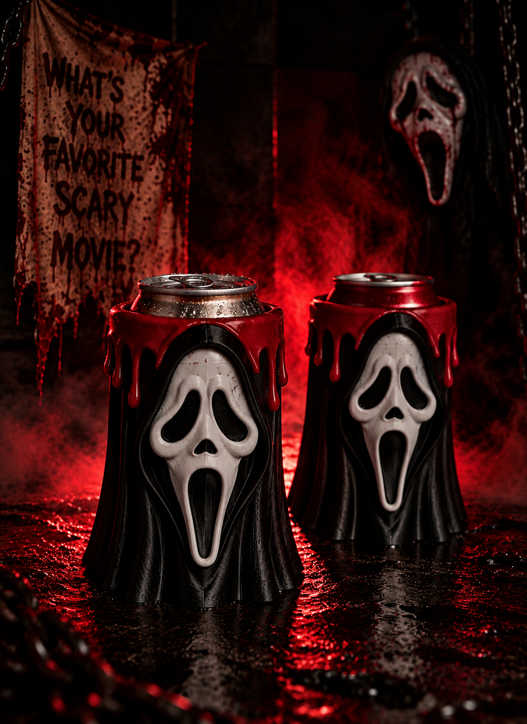 Ghostface Can Holder, Horror Movie Drink Koozie, Scream Inspired Can Sleeve, Halloween Gift, Spooky Drink Holder image 3