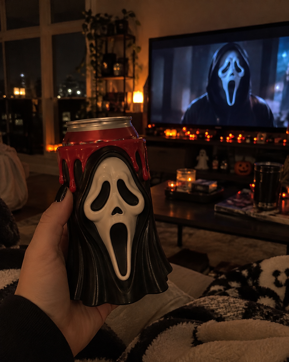 Ghostface Can Holder, Horror Movie Drink Koozie, Scream Inspired Can Sleeve, Halloween Gift, Spooky Drink Holder image 5