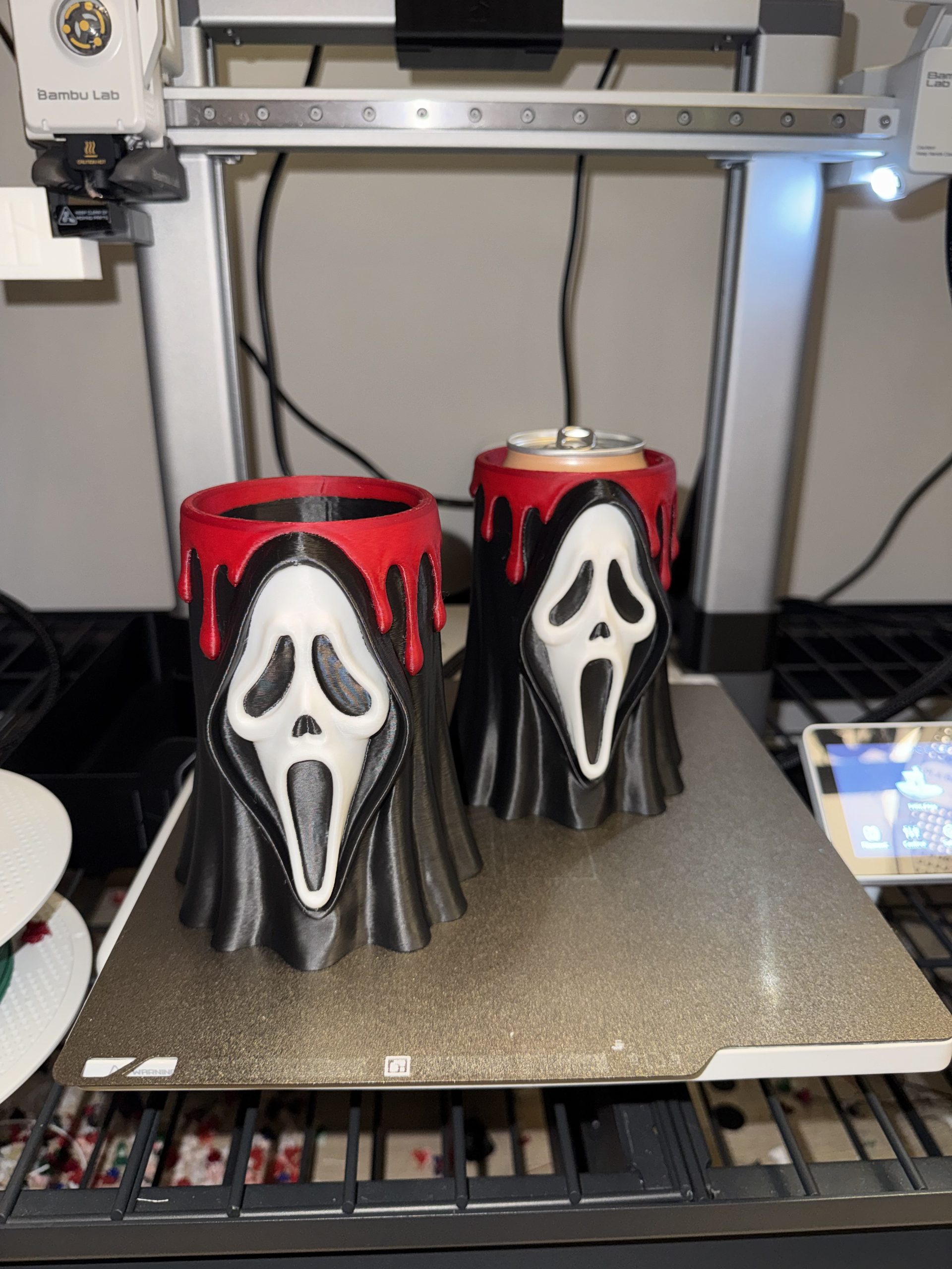 Ghostface Can Holder, Horror Movie Drink Koozie, Scream Inspired Can Sleeve, Halloween Gift, Spooky Drink Holder image 6
