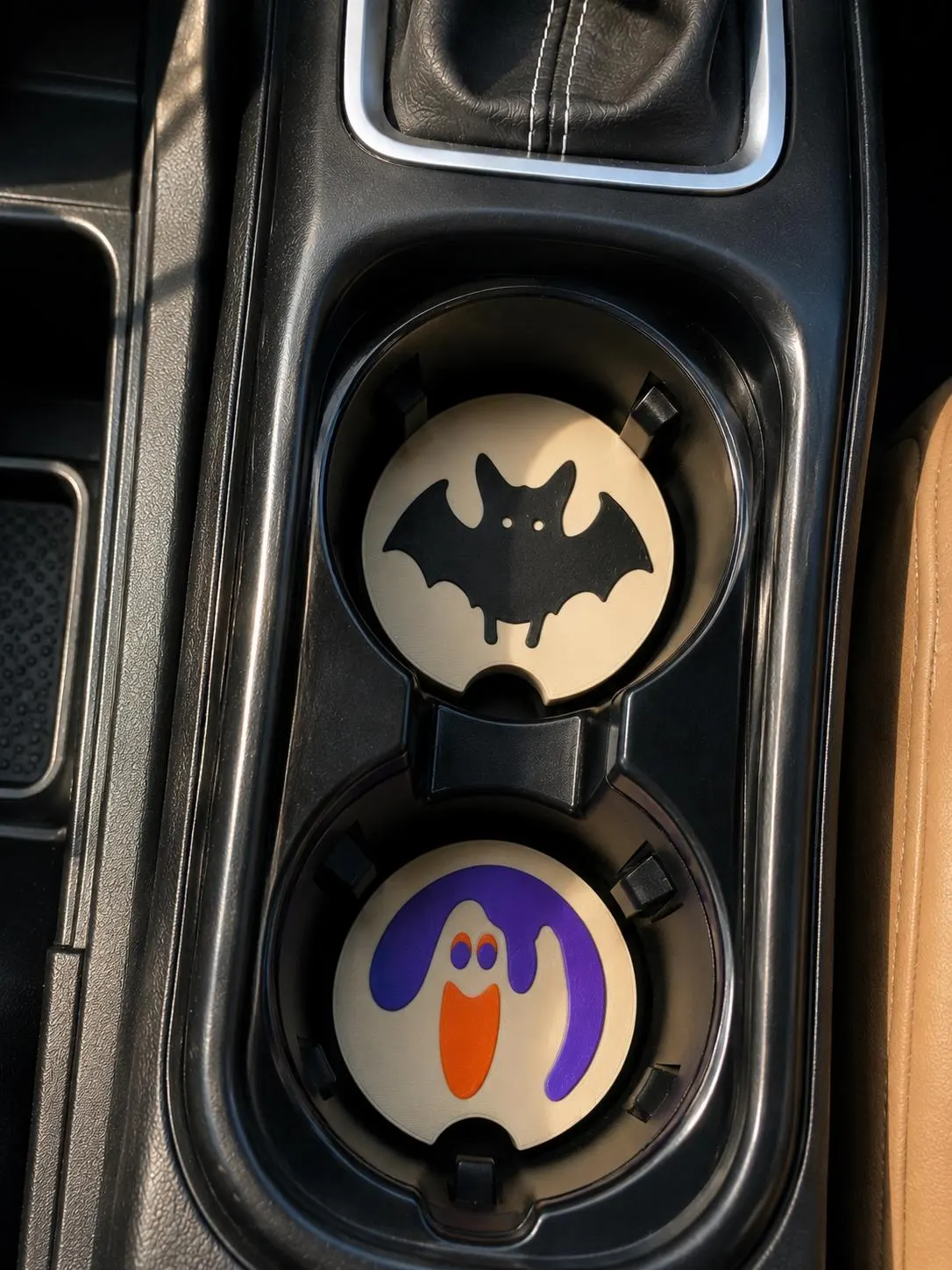 Halloween Sugar Cookie Car Coasters | Pumpkin, Ghost, Bat, Cat, Witch, & Hat | Nostalgic Car Cup Holder Coasters | Spooky Car Fall Decor image 17