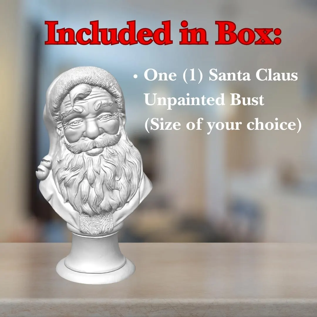 3D Printed Santa Bust, DIY Painting Kit, Christmas Art Project image 3