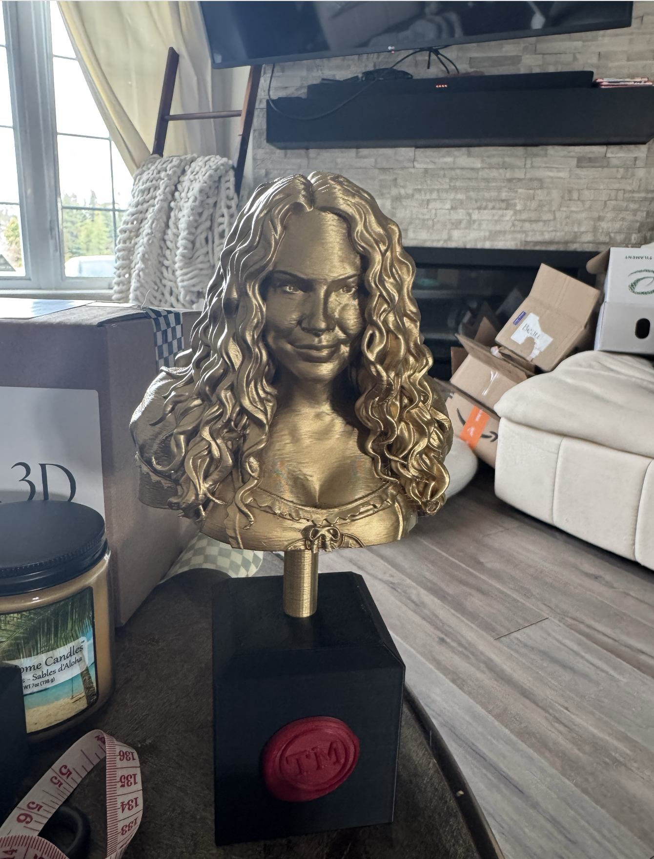 Custom Taskmaster Trophy: Personalized 12 inch 3D Printed Gold Bust image 3