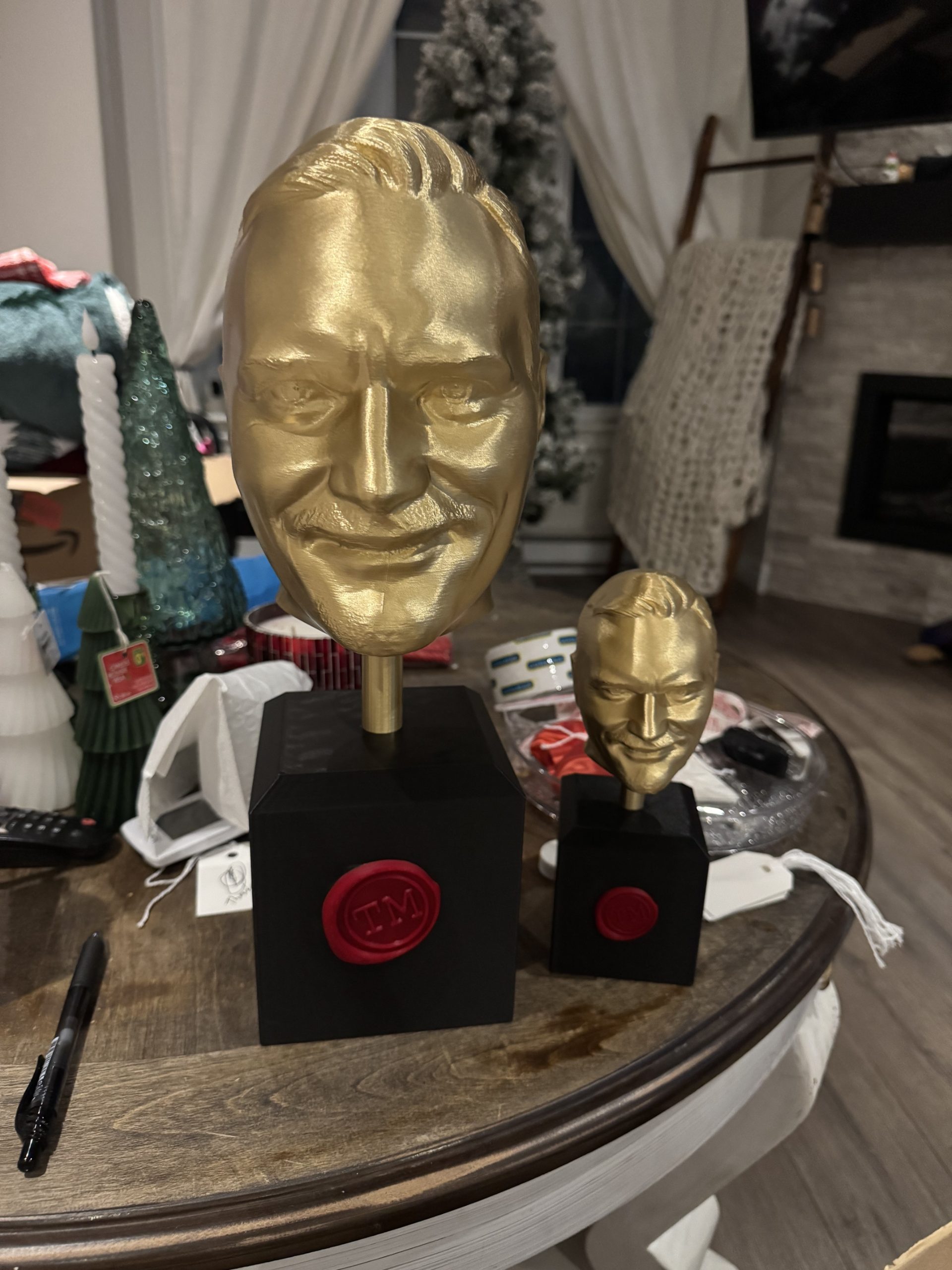Custom Taskmaster Trophy: Personalized 12 inch 3D Printed Gold Bust image 4