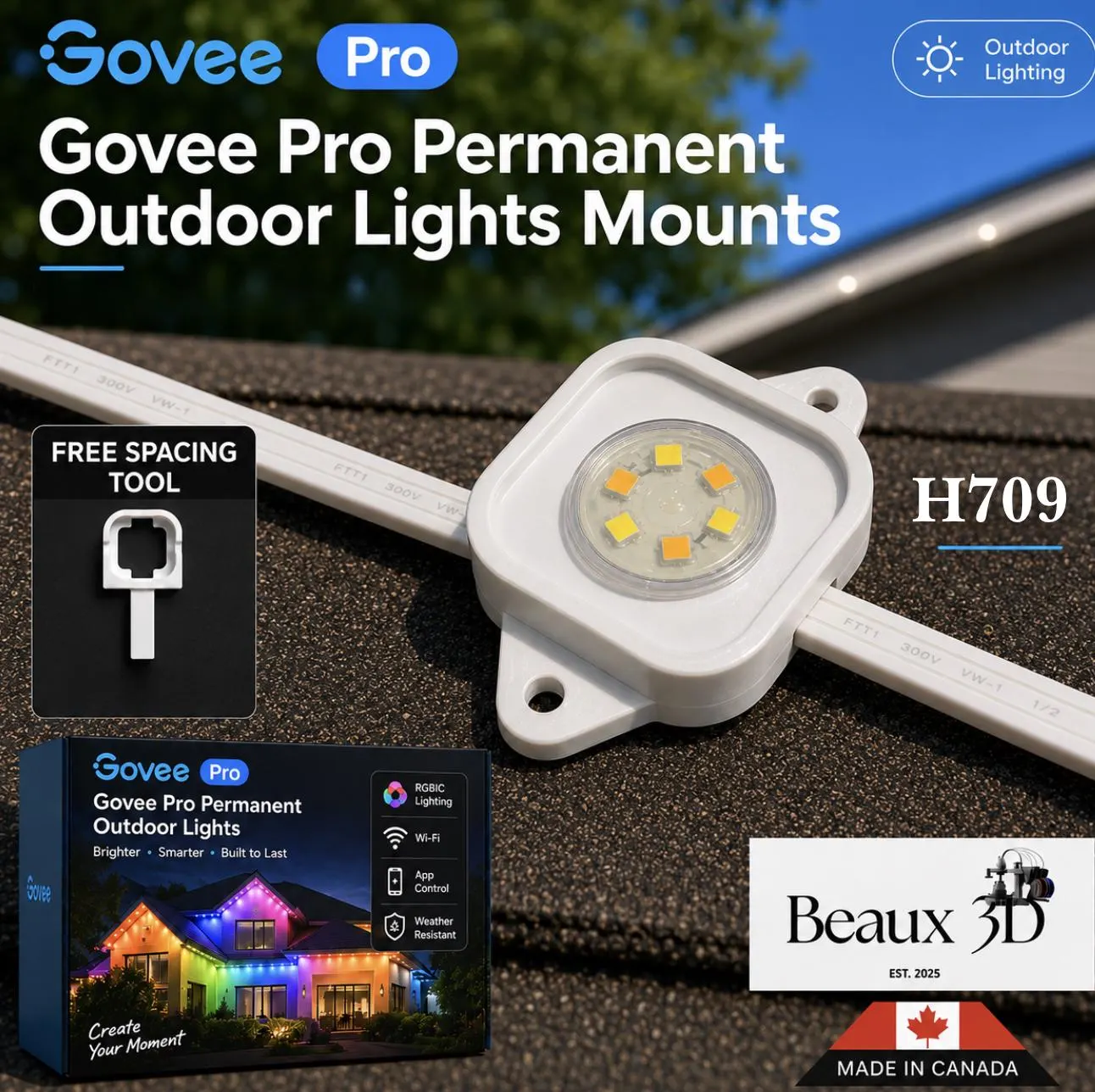 Mounts for Govee H706 / Govee Pro outdoor door lights Made in Canada cover image