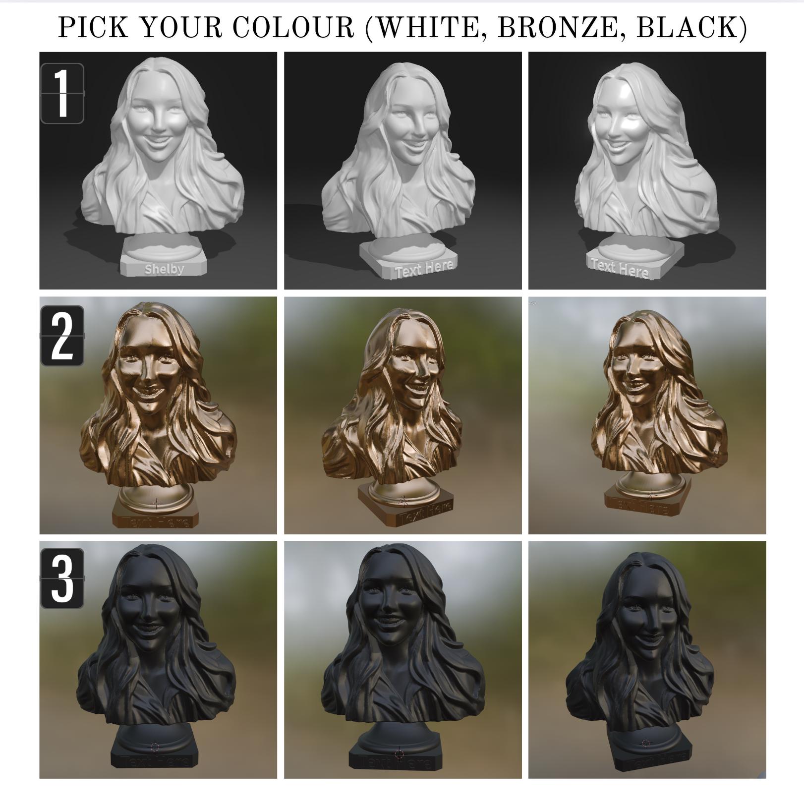 Customized 3D Printed Bust Statue 6 in Customizable 3D Sculpture Custom 3D Portrait Personalized Gift Family Friend Boss Memorial Keepsake image 5