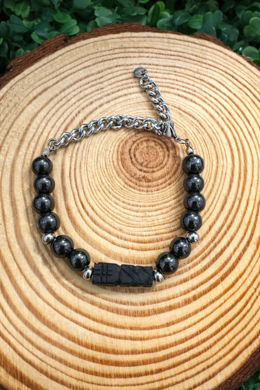 imagen de PULSERA AMULETO  HEMATITE Y AZABACHE 8MM PROTECCION FUERTE, CORTA DAÑOS
