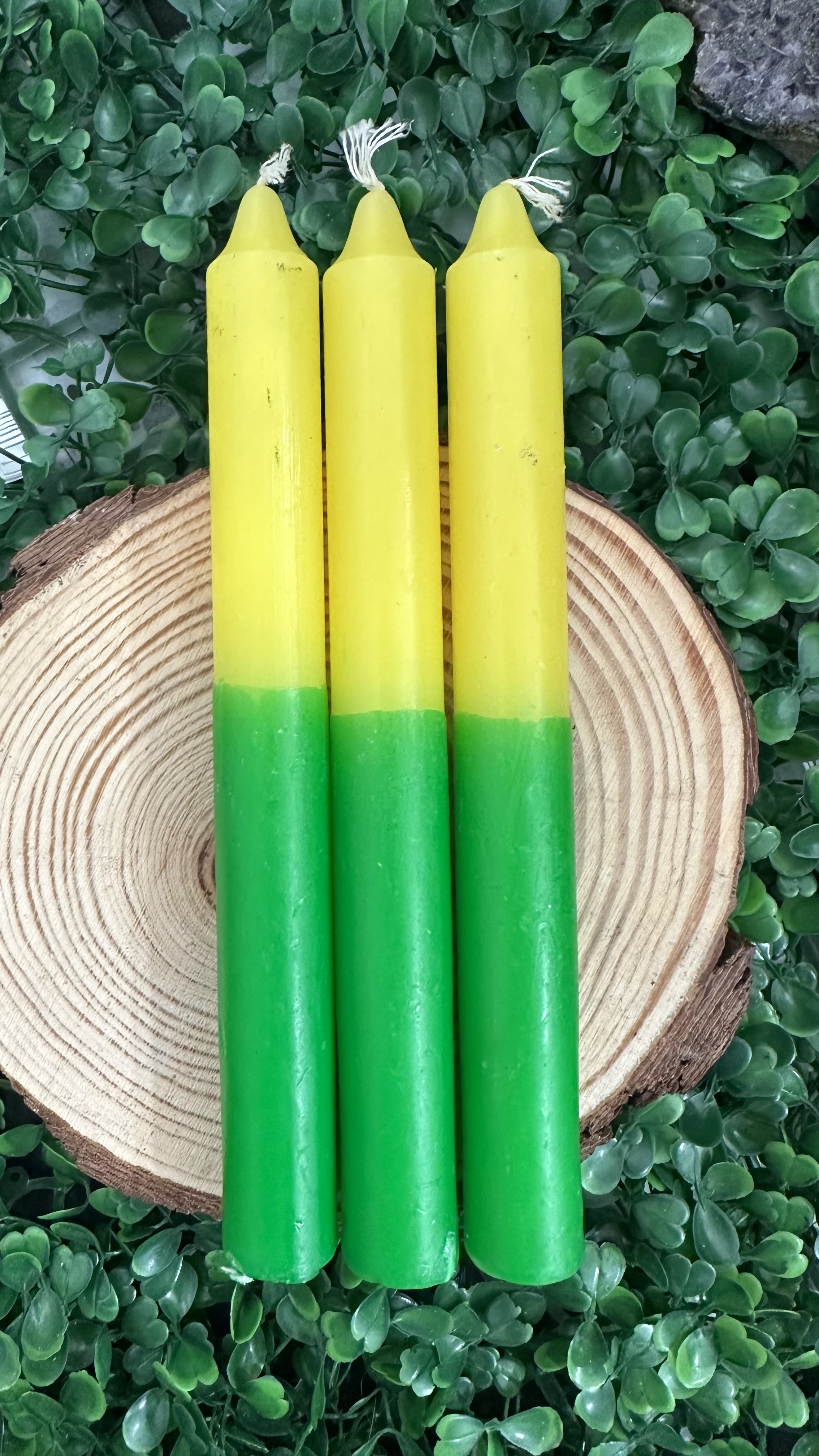 Producto Bella Bruja: Vela bujía amarilla verde