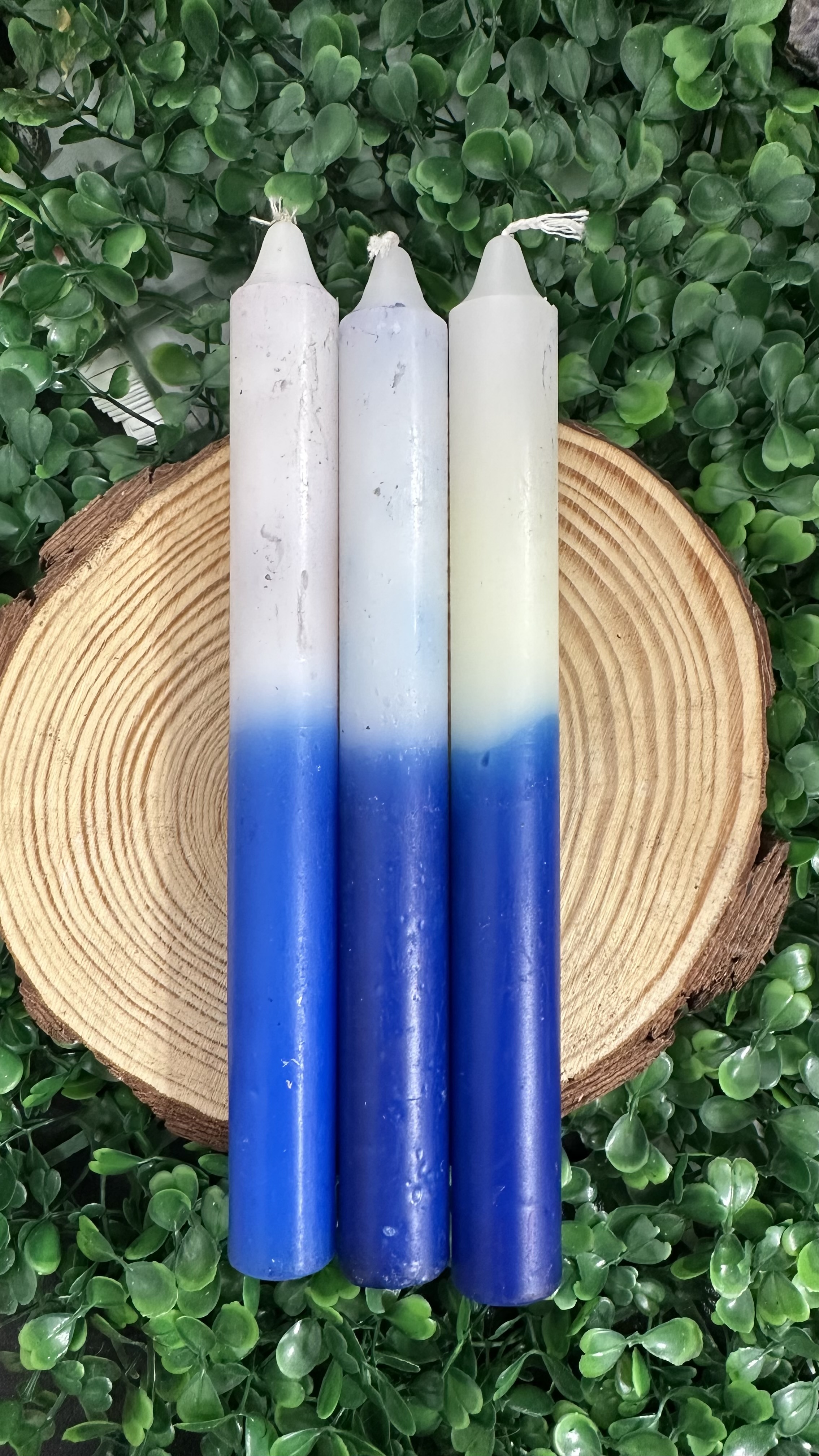 Producto Bella Bruja: Vela bujía blanca y azul