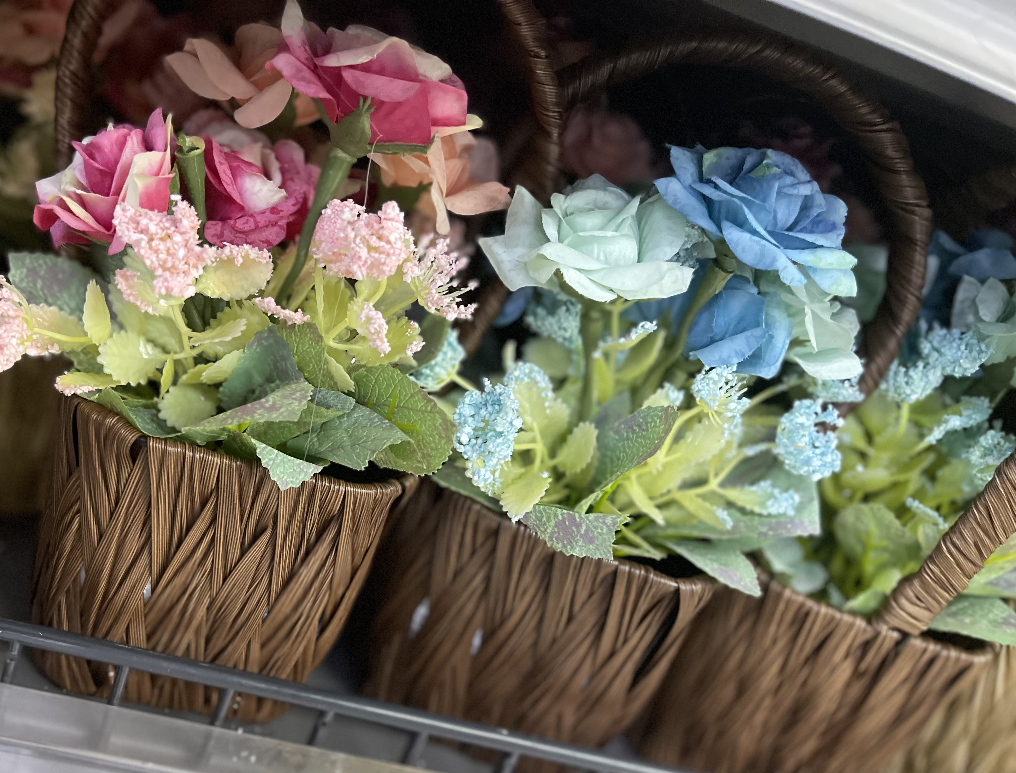 Blooming artificial flowers 