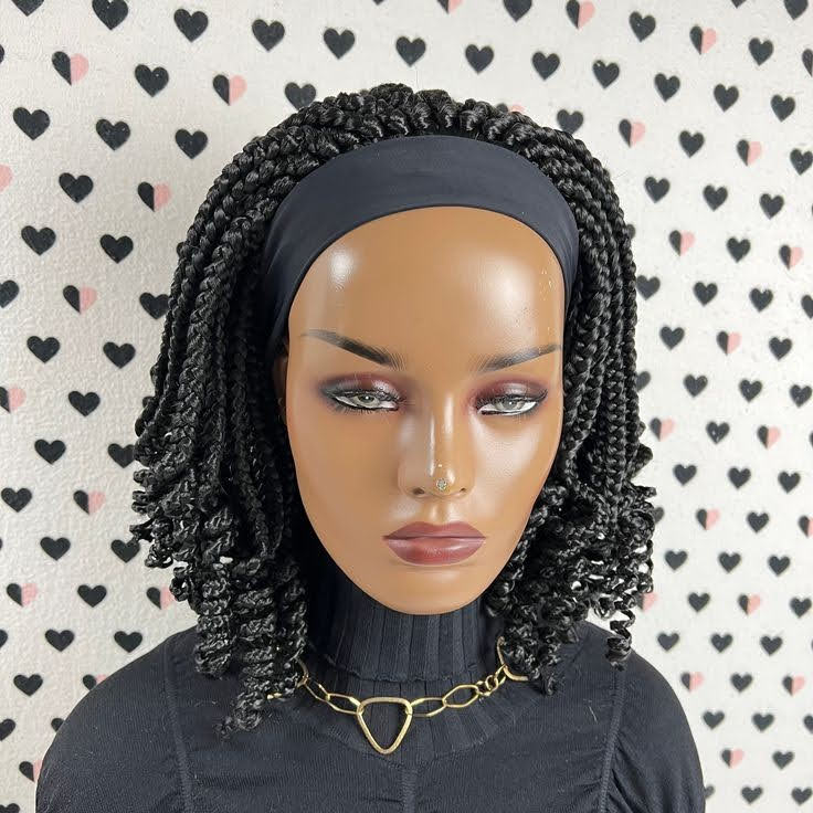 Headband curly braided wig
