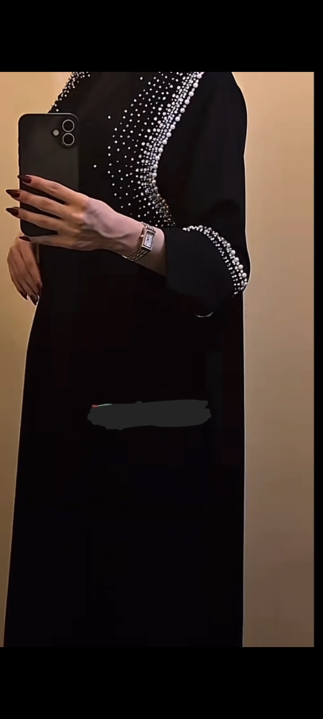 Black silver detailed abaya