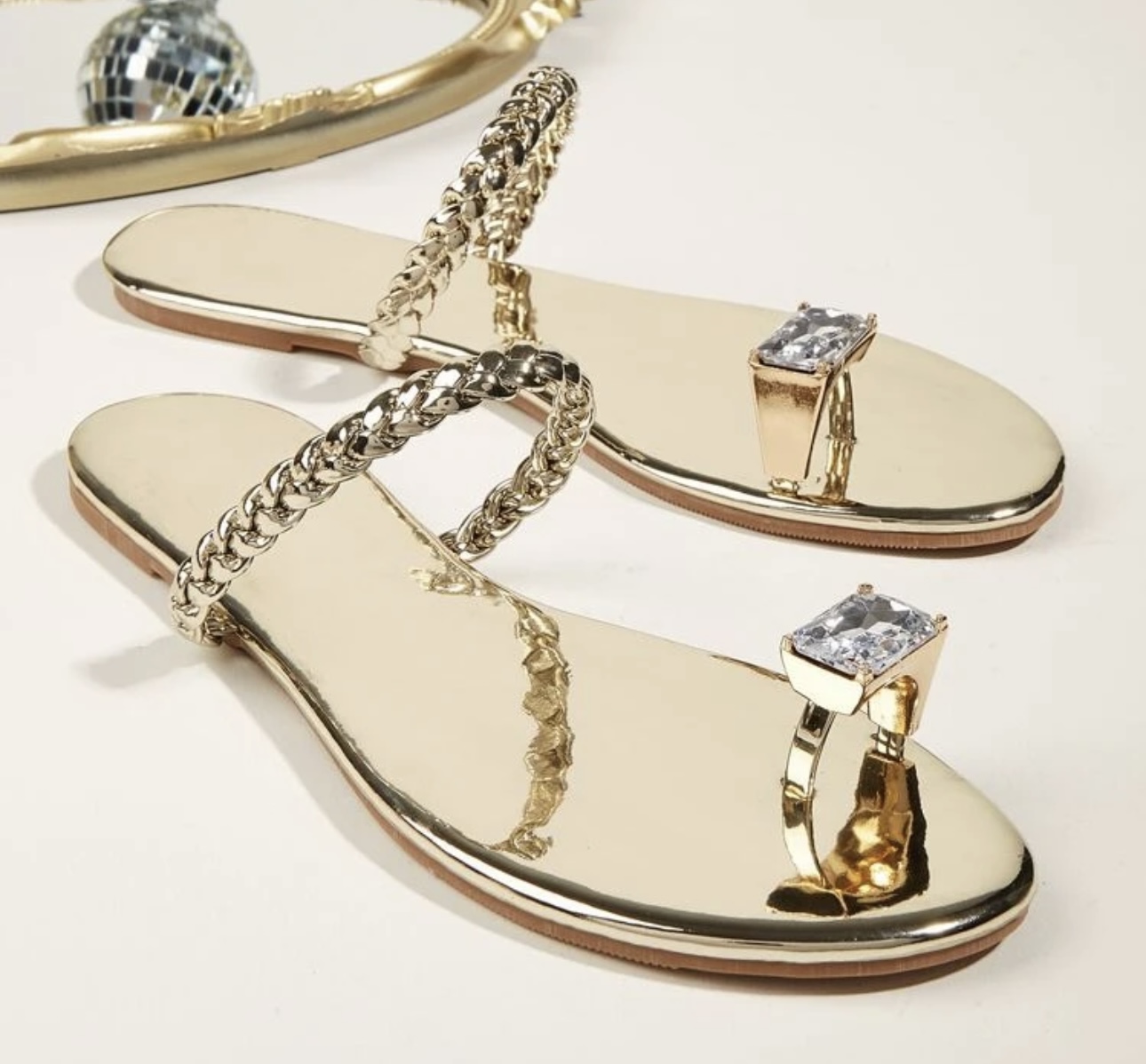 Gold Flat Summer Shoes
