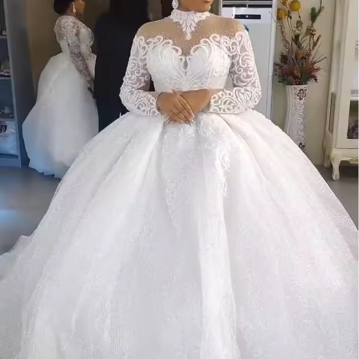 New elegant luxury High Neck Wedding  Gown (for sale)