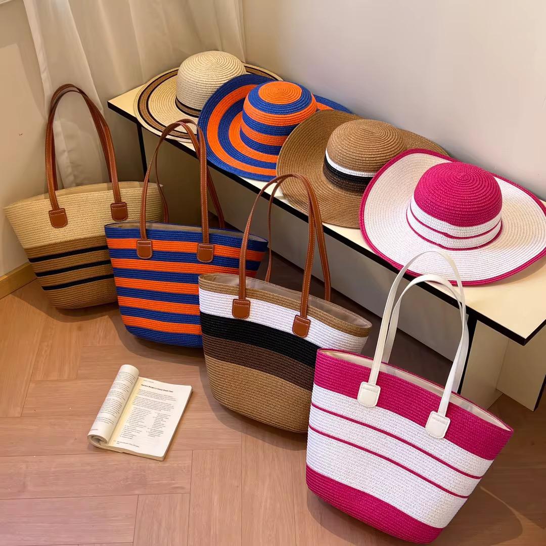 Straw Beach Bag and Hat Set