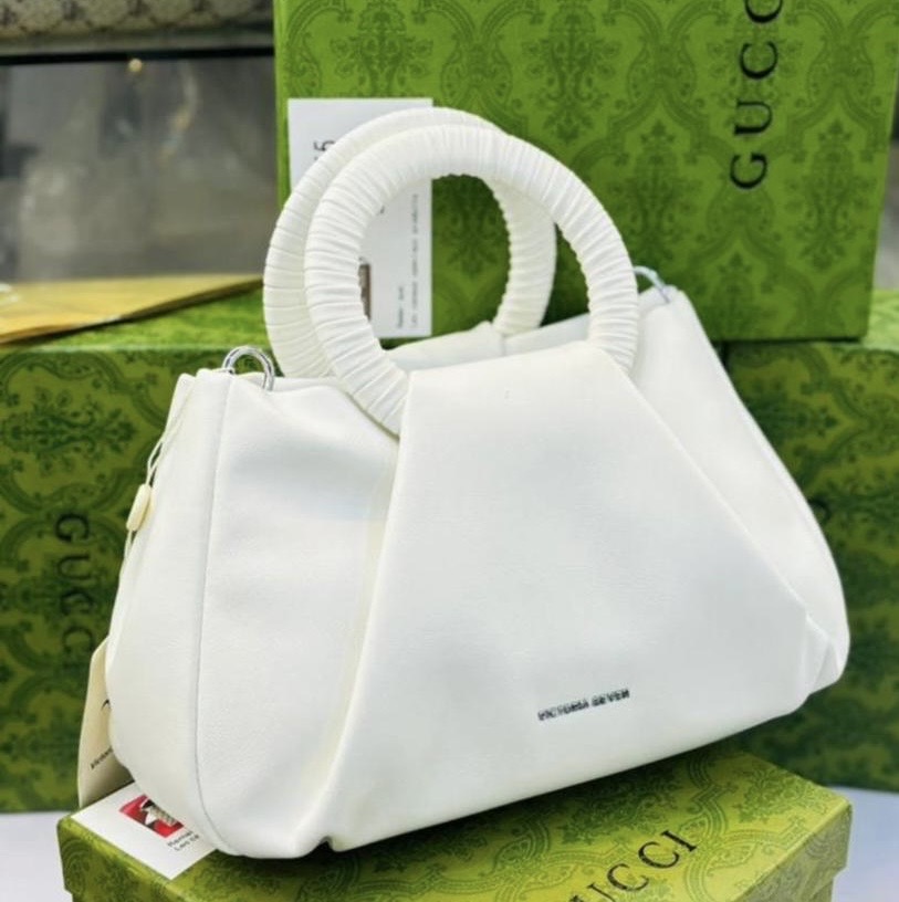 classic portable elegant white bag