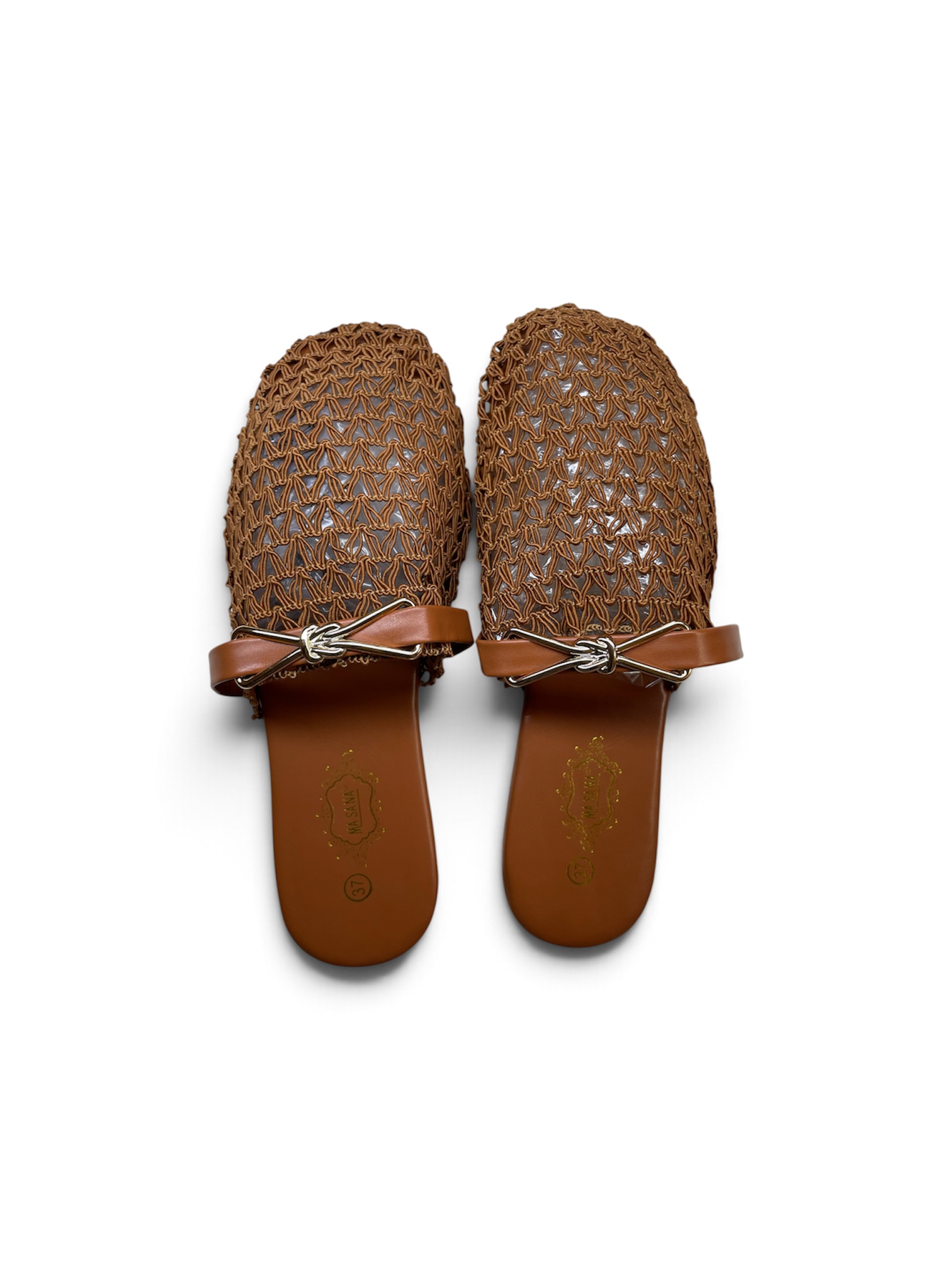women’s woven mesh flat mules