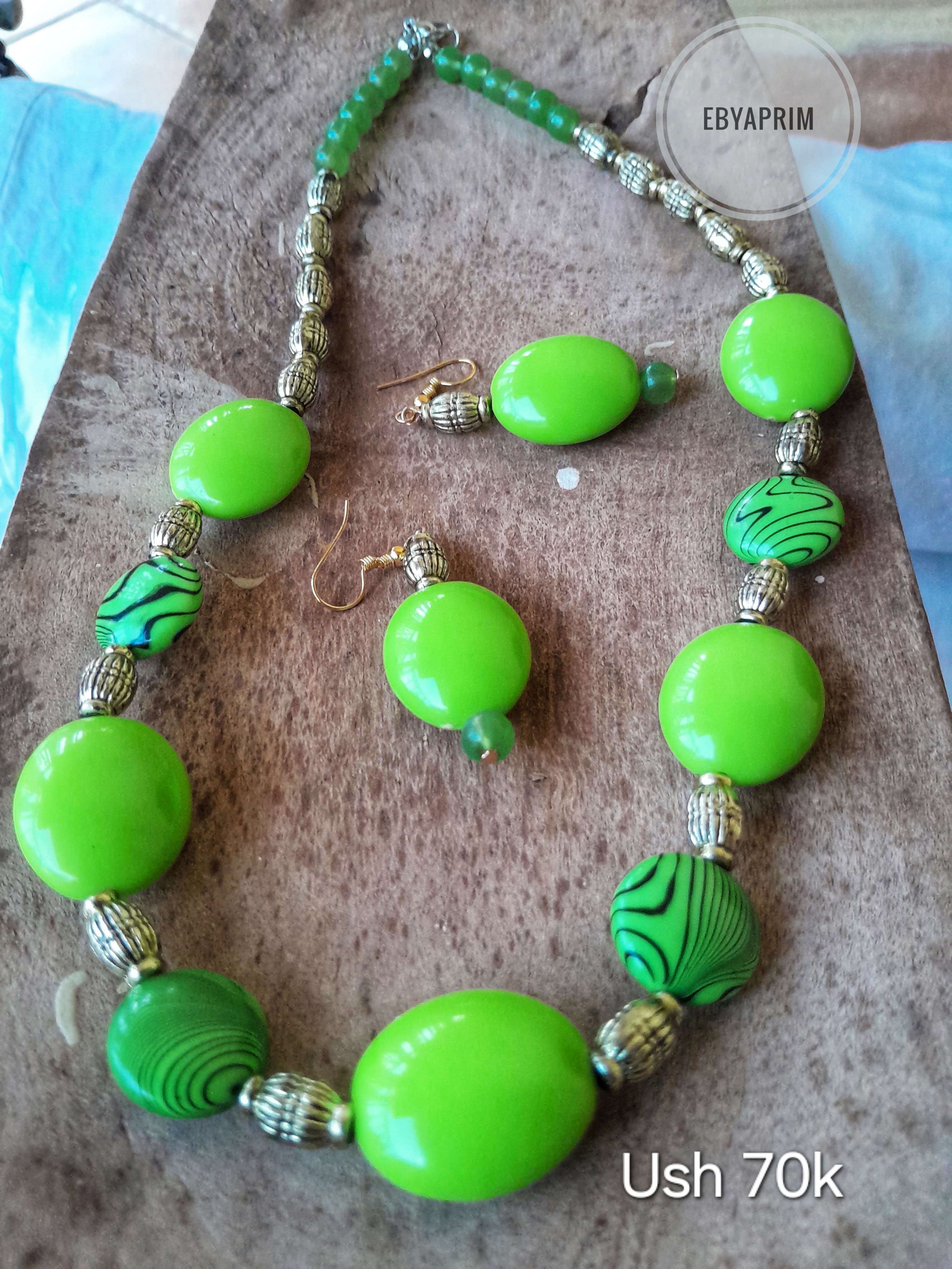 Green animal print beaded design 