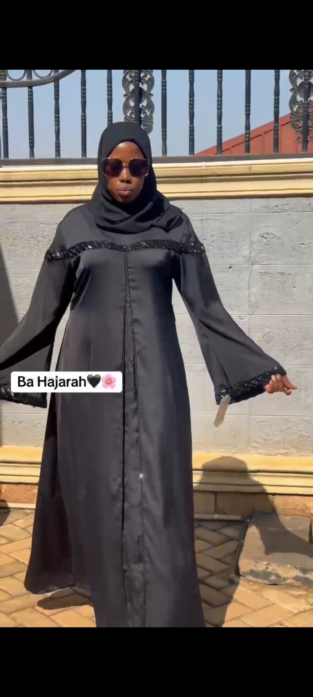Black stoned abaya