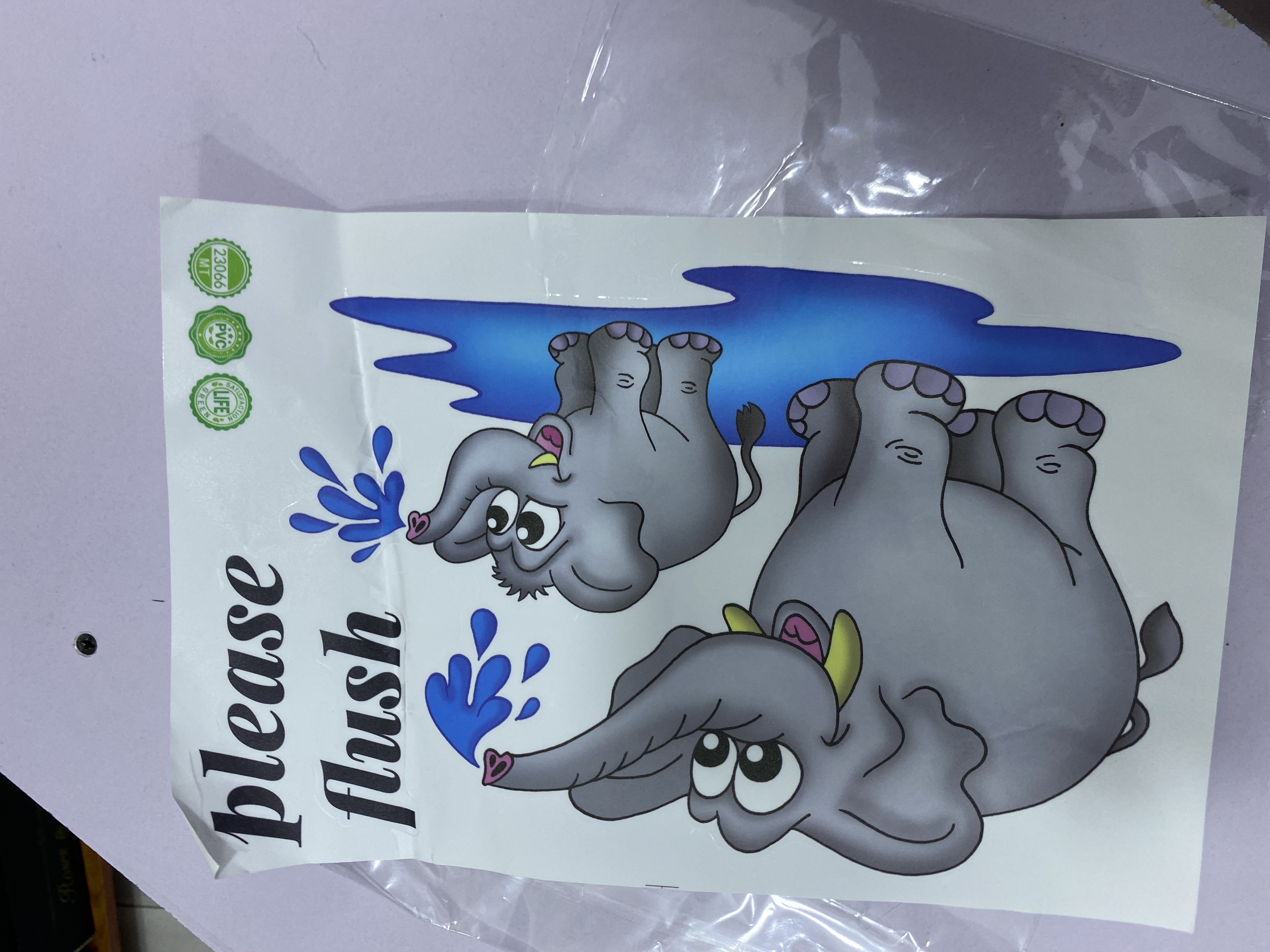 Please Flush Elephant Themed Wallpaper Sticker