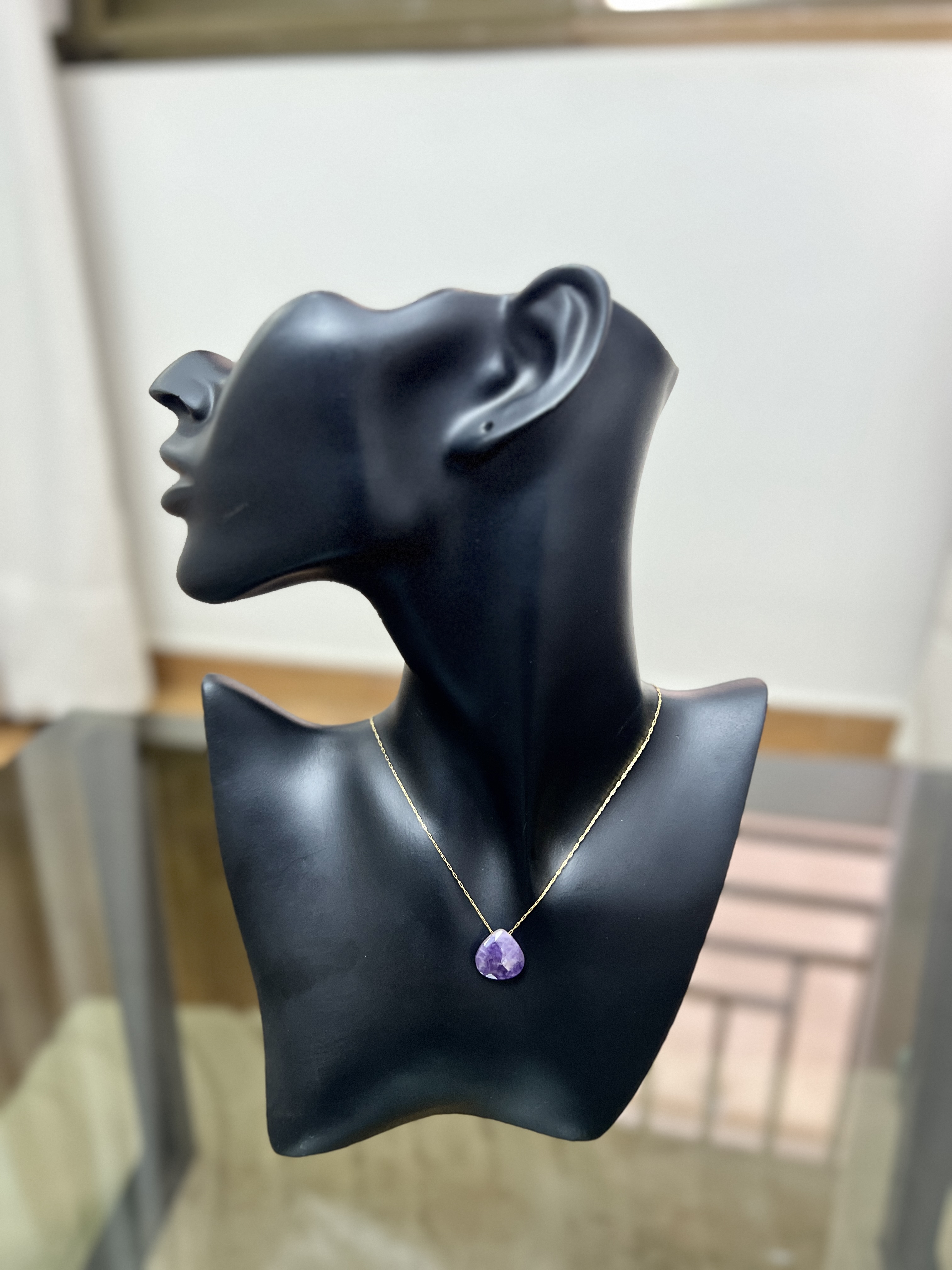 Lavender Jade heart Stone necklace