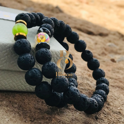 black lava stones