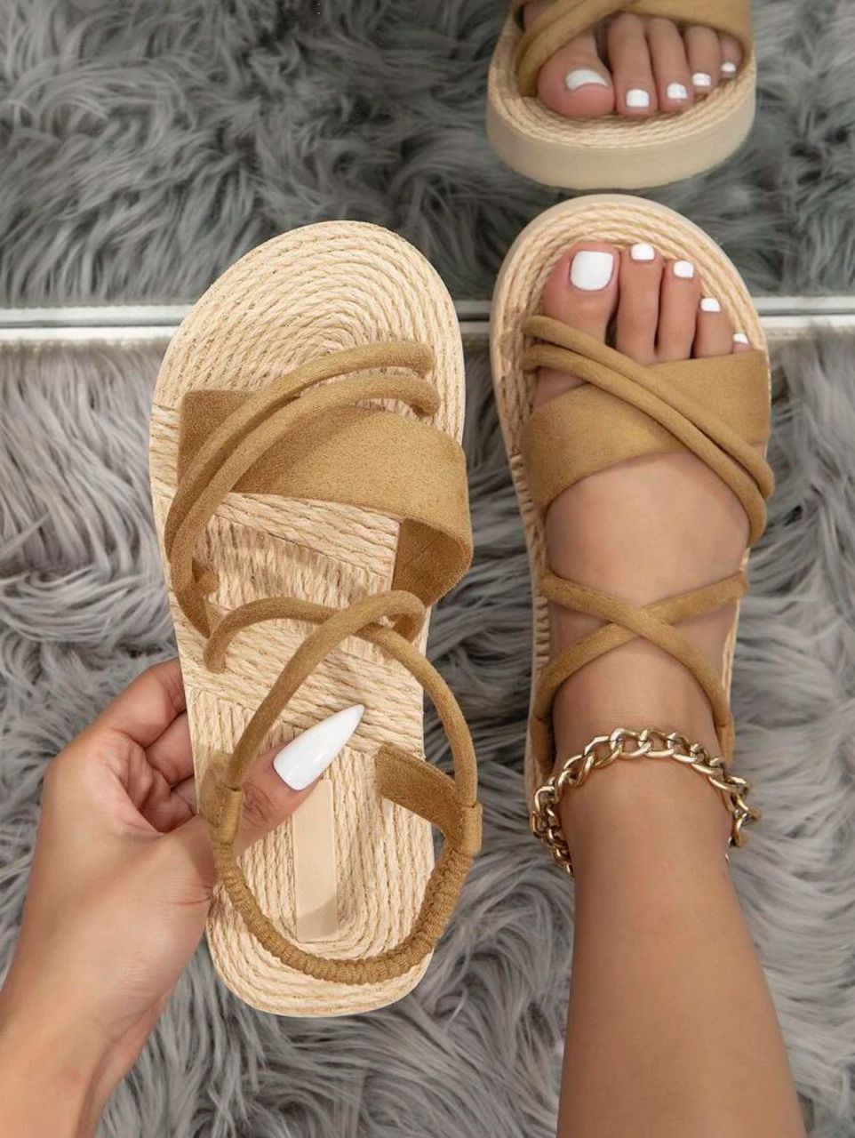 Criss Cross slingBack khaki Suede Sandals